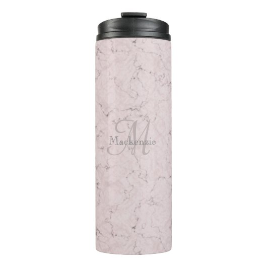 Bouteilles Isothermes Monogramme Nom personnalisé Design en marbre rose  (Devant)