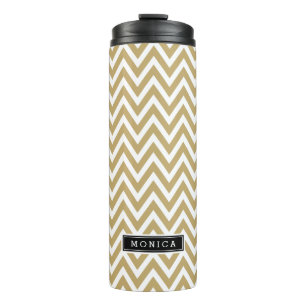 Bouteilles Isothermes Monogramme or et noir Chevron