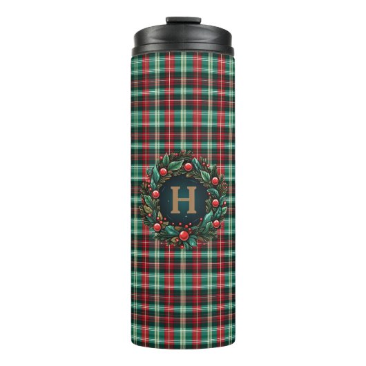 Bouteilles Isothermes Monogramme Or Festive Vert Rouge (Devant)