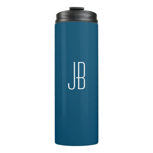Bouteilles Isothermes Monogramme ou nom blanc simple sur Ocean Blue (Devant)