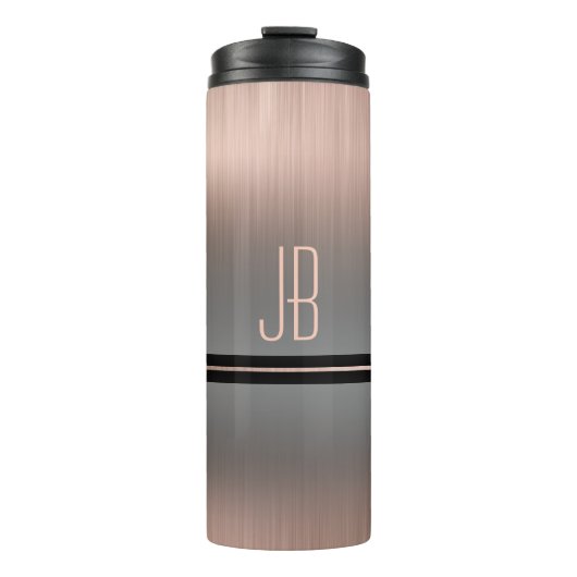 Bouteilles Isothermes Monogramme ou nom, Gris et or Rose (Devant)