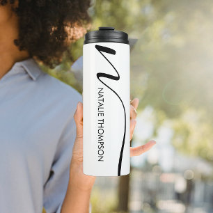Bouteilles Isothermes Monogramme Personnalisé Avec Nom Cool Blanc
