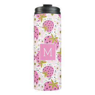 Bouteilles Isothermes Monogramme personnalisé de fraises roses