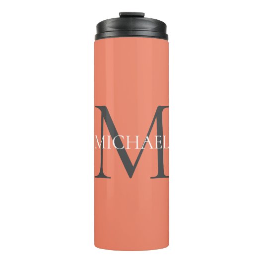 Bouteilles Isothermes Monogramme personnalisé et nom rose clair (Devant)