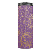 Bouteilles Isothermes Monogramme pourpre floral de remous d'or (Dos)