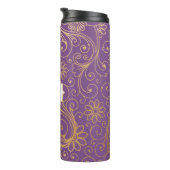 Bouteilles Isothermes Monogramme pourpre floral de remous d'or (Tourné sur la droite)