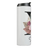 Bouteilles Isothermes Monogramme rose boho girly floral initiale X (Tourné sur la gauche)
