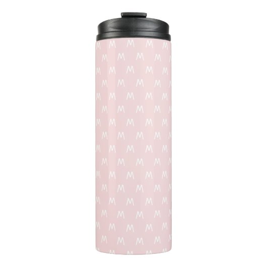 Bouteilles Isothermes Monogramme rose et blanc moderne (Devant)