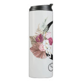 Bouteilles Isothermes Monogramme Rose Fleur Initiale O (Tourné sur la gauche)