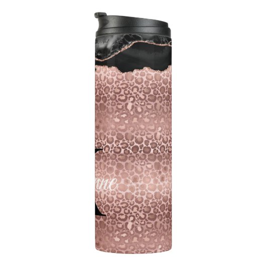 Bouteilles Isothermes Monogramme Rose Léopard Or Et Marbre Noir (Tourné sur la droite)