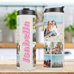 Bouteilles Isothermes Monogramme rose moderne Personnalisé 10 Photo Coll
