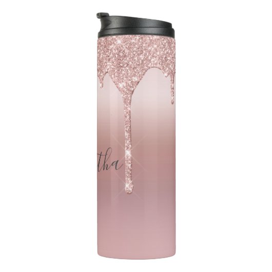 Bouteilles Isothermes Monogramme Rose Parties scintillant or Drift Blush (Tourné sur la droite)