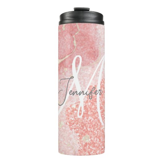 Bouteilles Isothermes Monogramme rose Parties scintillant rose (Devant)