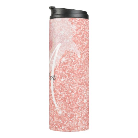 Bouteilles Isothermes Monogramme rose Parties scintillant rose (Tourné sur la droite)