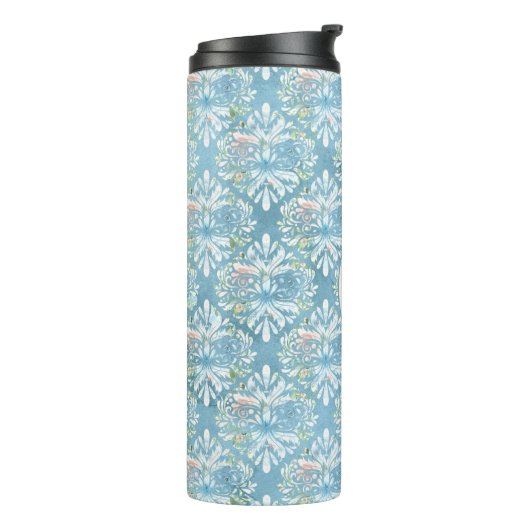 Bouteilles Isothermes Monogramme rose rustique Damask Shabby Chic (Tourné sur la gauche)