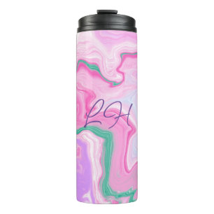 Bouteilles Isothermes Monogramme rose, violet, Mint vert Marbre Art