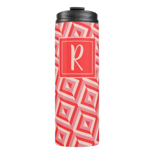 Bouteilles Isothermes Monogramme rouge Motif diamant à trois tons (Devant)