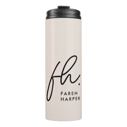 Bouteilles Isothermes Monogramme Script Moderne Design Simple Blush Rose (Devant)