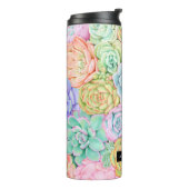 Bouteilles Isothermes Monogramme Succulents Aquarelle Pastel coloré (Tourné sur la gauche)