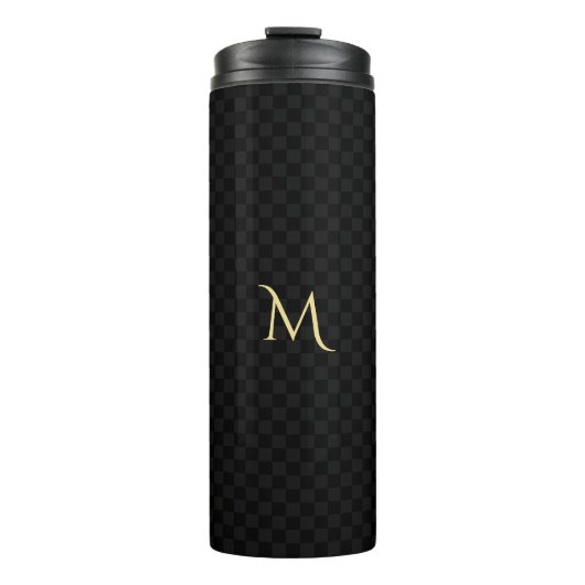 Bouteilles Isothermes Monogramme sur mesure Motif noir en acier lisse (Devant)