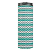 Bouteilles Isothermes Monogramme Turquoise et Grey Chevron Zigzag (Dos)