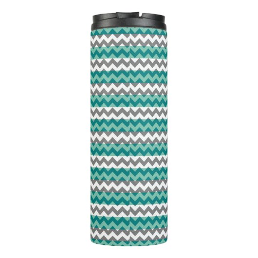 Bouteilles Isothermes Monogramme Turquoise et Grey Chevron Zigzag (Dos)