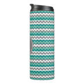 Bouteilles Isothermes Monogramme Turquoise et Grey Chevron Zigzag (Tourné sur la droite)