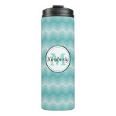 Bouteilles Isothermes Monogramme turquoise Ombre Chevron (Devant)