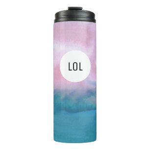 Bouteilles Isothermes MONOGRAMME turquoise rose de motif de vagues