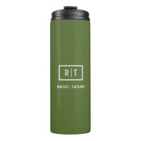 Monogramme vert d'olive foncé moderne