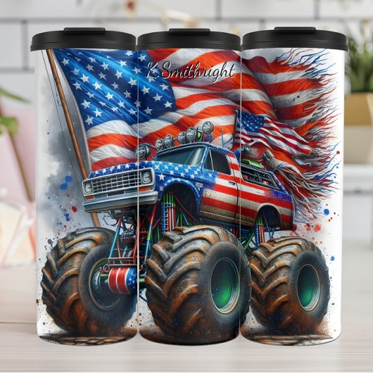 Bouteilles Isothermes Monster Truck American Flag Splash