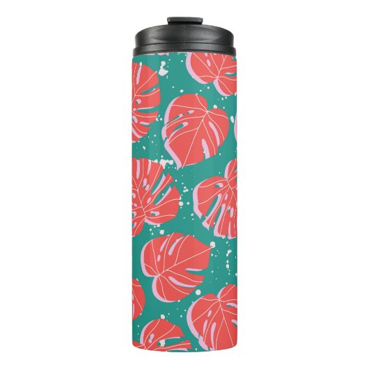 Bouteilles Isothermes Monstère rouge : motif tropical vert (Devant)