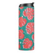 Bouteilles Isothermes Monstère rouge : motif tropical vert (Tourné sur la gauche)