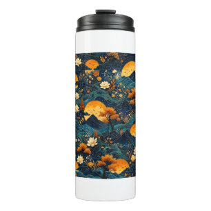 Bouteilles Isothermes Montagne de Lune Dorée Motif Floral de Lotus sous