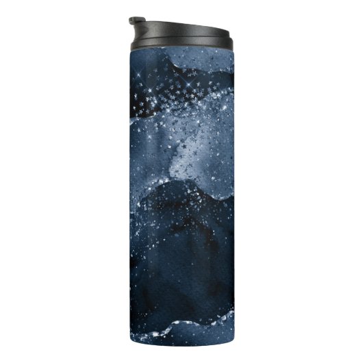 Bouteilles Isothermes Moody Agate | Marine Denim Steel Blue Faux Parties (Tourné sur la droite)