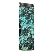 Bouteilles Isothermes Moody Floral noir sur Monogramme rose (Tourné sur la droite)