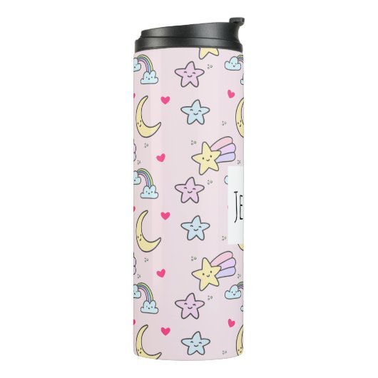 Bouteilles Isothermes Moon, Stars and Clouds Pattern on Rose (Tourné sur la gauche)