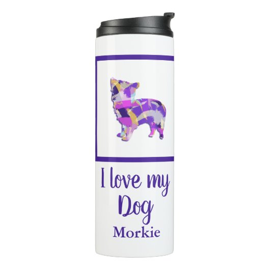 Bouteilles Isothermes Morkie mignonne Chien Silhouette violet PY&B (Tourné sur la gauche)