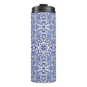 Bouteilles Isothermes mosaïque de fleurs marocaines andalouses bleues