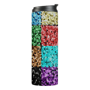 Bouteilles Isothermes mosaïque, vérificateur, damier, carré, géométrique