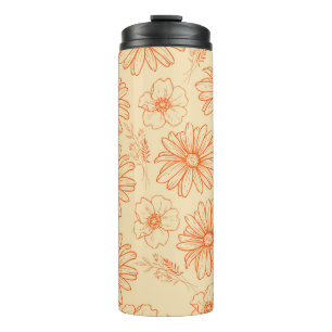 Bouteilles Isothermes Motif à fleurs Vintage Orange Retro Y2K
