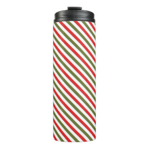 Bouteilles Isothermes Motif à rayures de Noël rouge vert blanc rétro