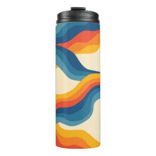 Bouteilles Isothermes Motif abstrait à rayures ondulées orange et bleu d