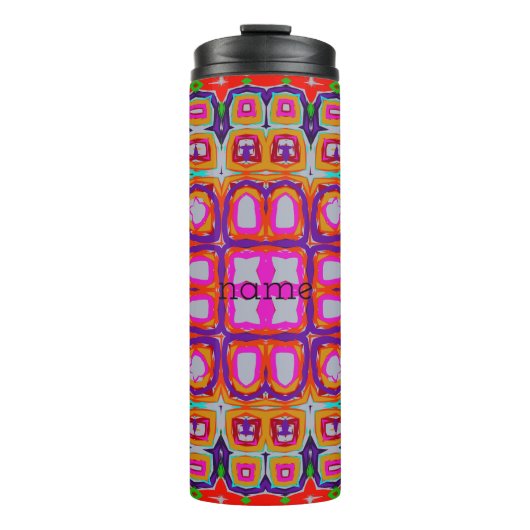 Bouteilles Isothermes Motif abstrait de kaléidoscope orange rose vibrant (Devant)