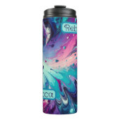 Bouteilles Isothermes Motif Abstrait monogramme Turquoise et rose | (Devant)