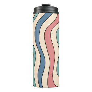 Bouteilles Isothermes Motif Abstrait Rétro Années 70 Marbre Bleu Rouge G