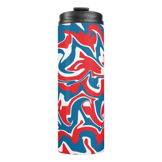 Bouteilles Isothermes Motif abstrait rouge blanc et bleu (Devant)