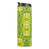 Bouteilles Isothermes Motif Abstrait vert et bleu avec points rouges (Tourné sur la droite)