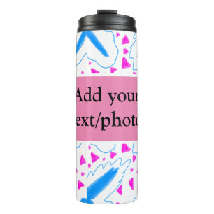 Bouteilles Isothermes Motif aquarelle bleu rose ajoutez nom texte person
