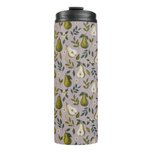 Bouteilles Isothermes Motif aquarelle de poire verte sur lilas poussiére